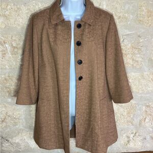 Chico’s Mid Length Jacket Dark Tan Size Chicos 1 Size 8 - 10